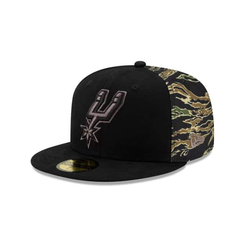 NBA San Antonio Spurs Camo Panel 59Fifty Fitted (BXF7455) - Black New Era Caps